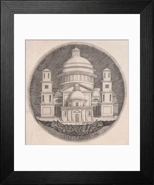 Framed Print : Saint Peters Basilica, dated 1517. Creator: Agostino Veneziano Framed Print : Saint Peters Basilica, dated 1517. Creator: Agostino Veneziano