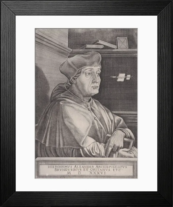 Framed Print : The Archbishop of Brindisi, dated 1536. Creator: Agostino Veneziano Framed Print : The Archbishop of Brindisi, dated 1536. Creator: Agostino Veneziano