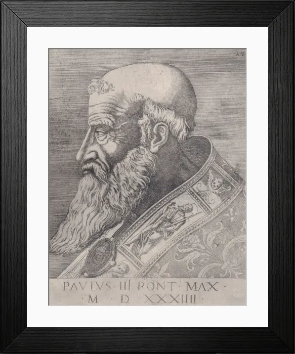 Framed Print : Pope Paul III, Bareheaded, dated 1534. Creator: Agostino Veneziano Framed Print : Pope Paul III, Bareheaded, dated 1534. Creator: Agostino Veneziano
