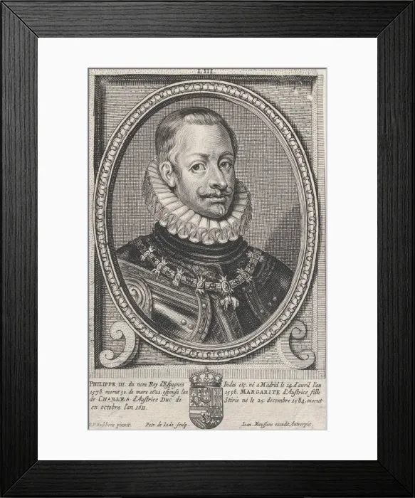 Framed Print : Portrait of Philip III, King of Spain, ca. 1650. Creator: Pieter de Jode II Framed Print : Portrait of Philip III, King of Spain, ca. 1650. Creator: Pieter de Jode II
