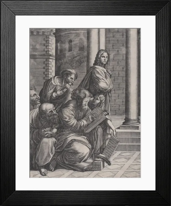 Framed Print : The Group from Raphaels School of Athens, dated 1523. Creator: Agostino Veneziano Framed Print : The Group from Raphaels School of Athens, dated 1523. Creator: Agostino Veneziano