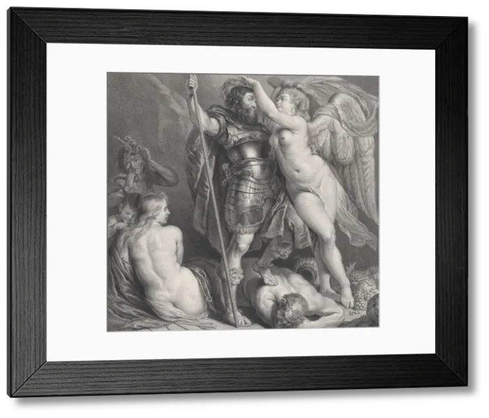 Framed Print : Hero crowned by Victory, who places a laurel wreath on his head, Venus and Cupid Framed Print : Hero crowned by Victory, who places a laurel wreath on his head, Venus and Cupid