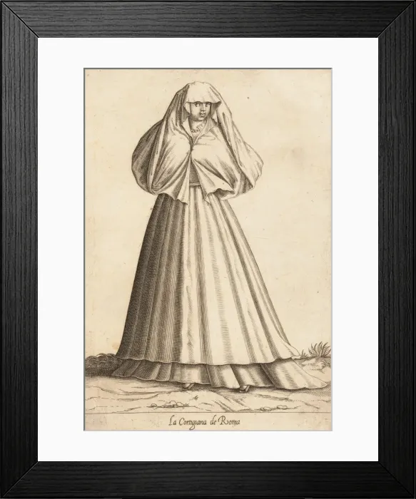 Framed Print : La Cortigiana de Roma (Courtesan), ca. 1580. Creator: Attributed to Pietro Bertelli Framed Print : La Cortigiana de Roma (Courtesan), ca. 1580. Creator: Attributed to Pietro Bertelli
