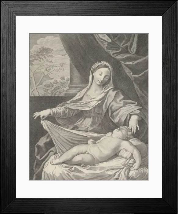 Framed Print : The Virgin holding a cloth above the sleeping infant Christ, after Reni, 1700-1800 Framed Print : The Virgin holding a cloth above the sleeping infant Christ, after Reni, 1700-1800