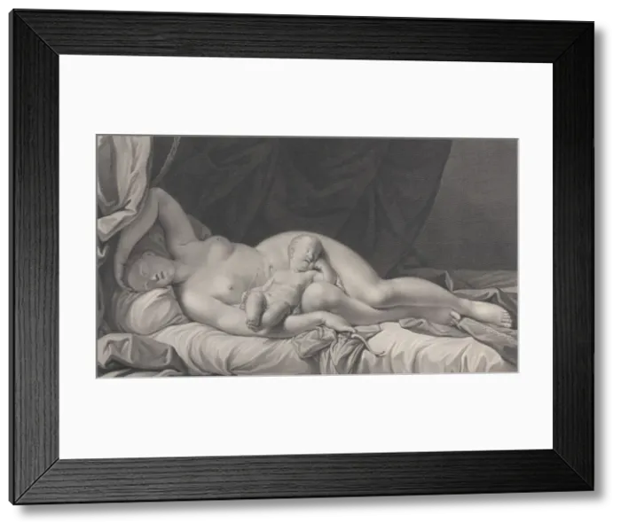 Framed Print : Sleeping Venus with Cupid in her lap, 1783. Creator: Quirin Mark Framed Print : Sleeping Venus with Cupid in her lap, 1783. Creator: Quirin Mark