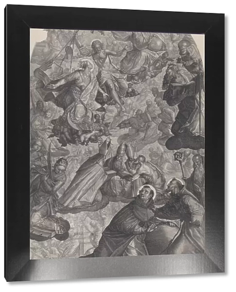 The vision of Saint Dominic, with God the Father and Christ at top center
