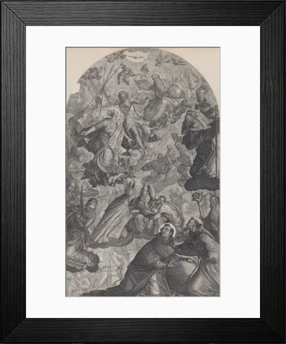 Framed Print : The vision of Saint Dominic, with God the Father and Christ at top center Framed Print : The vision of Saint Dominic, with God the Father and Christ at top center