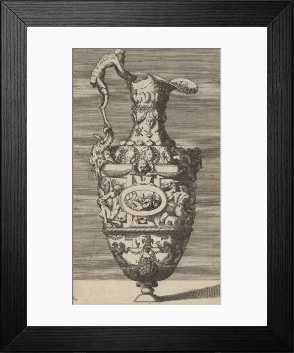 Framed Print : Vase with a River God in an Oval Medallion, 17th century (late). Creator: Rene Boyvin Framed Print : Vase with a River God in an Oval Medallion, 17th century (late). Creator: Rene Boyvin