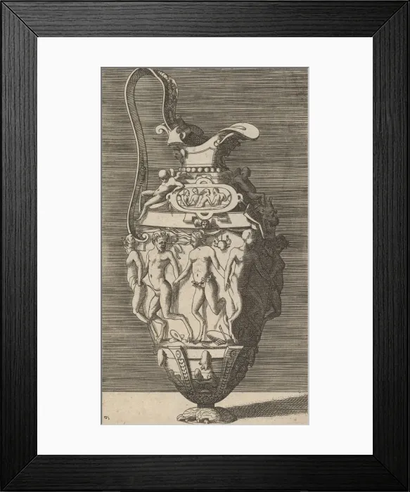 Framed Print : Vase with Dancing Women and Satyrs, 17th century (late). Creator: Rene Boyvin Framed Print : Vase with Dancing Women and Satyrs, 17th century (late). Creator: Rene Boyvin