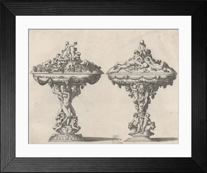 Framed Print : Two Cups, 16th-17th century. Creator: Rene Boyvin Framed Print : Two Cups, 16th-17th century. Creator: Rene Boyvin
