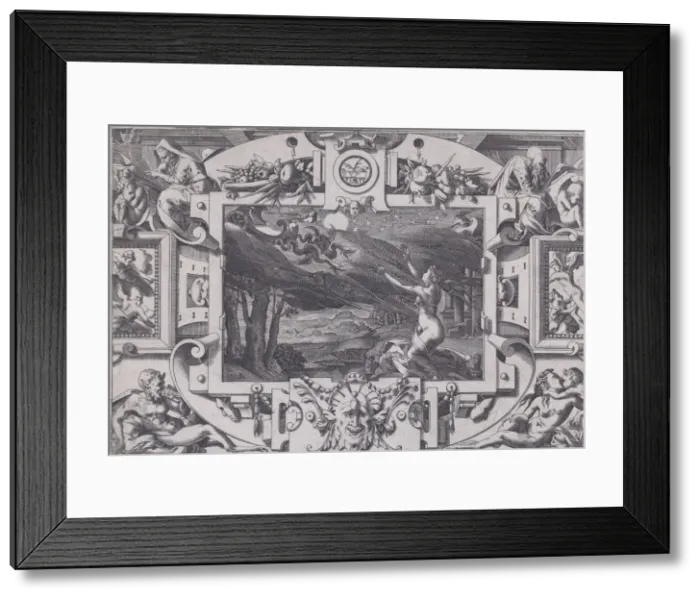 Framed Print : Medea and Her Chariot Drawn by Dragons (Echevellee et nue par nuit brune Framed Print : Medea and Her Chariot Drawn by Dragons (Echevellee et nue par nuit brune