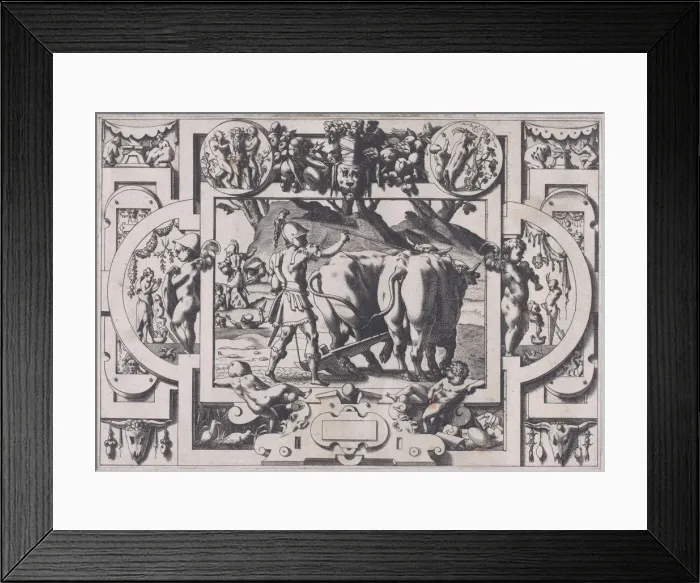 Framed Print : Jason Sows the Dragons Teeth (Jason les dompte et sous le joug enserre et labourer leur Framed Print : Jason Sows the Dragons Teeth (Jason les dompte et sous le joug enserre et labourer leur