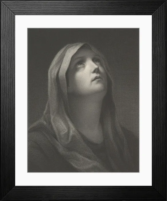 Framed Print : Head of the Virgin looking up to the right, after Reni, 1869. Creator: Robert Trossin Framed Print : Head of the Virgin looking up to the right, after Reni, 1869. Creator: Robert Trossin