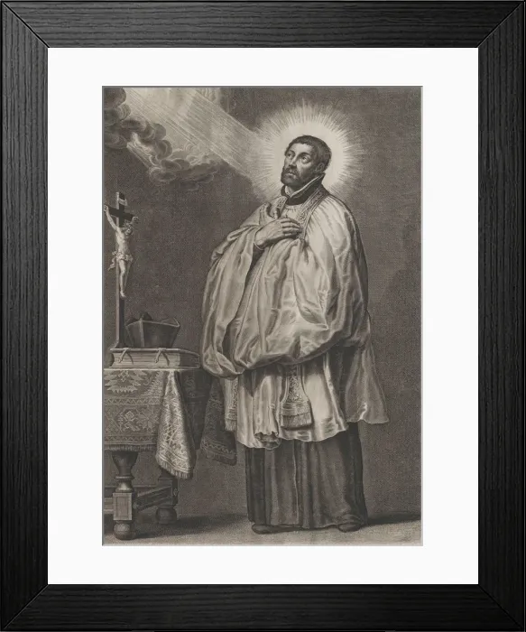 Framed Print : Saint Francis Xavier with a divine light emanating towards him from the upper left Framed Print : Saint Francis Xavier with a divine light emanating towards him from the upper left