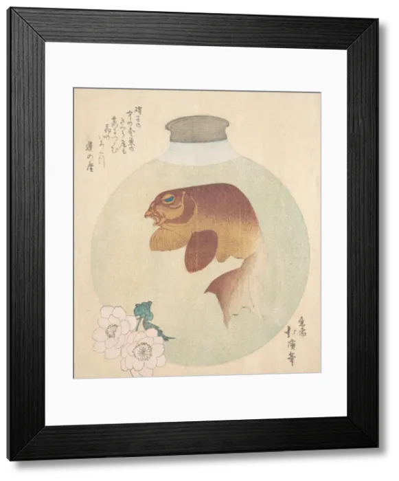 Framed Print : Gold-Fish in a Glass Bottle, 19th century. Creator: Totoya Hokkei Framed Print : Gold-Fish in a Glass Bottle, 19th century. Creator: Totoya Hokkei