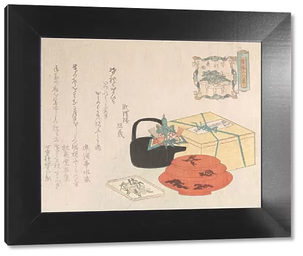 Still Life; Design of Yogoyomi; Pictorial Calendar, 1816. Creator: Unknown