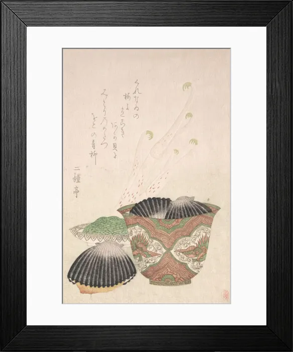 Framed Print : Bowl with Black Shells and Udo Plant, 18th-19th century. Creator: Unknown Framed Print : Bowl with Black Shells and Udo Plant, 18th-19th century. Creator: Unknown