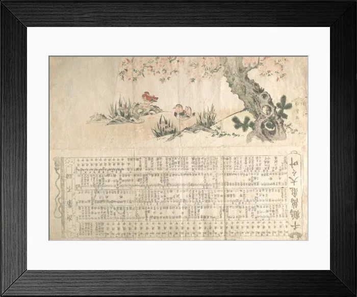 Framed Print : Mandarin Ducks in a Spring Landscape: Program for a Jururui Performance, ca. 1807