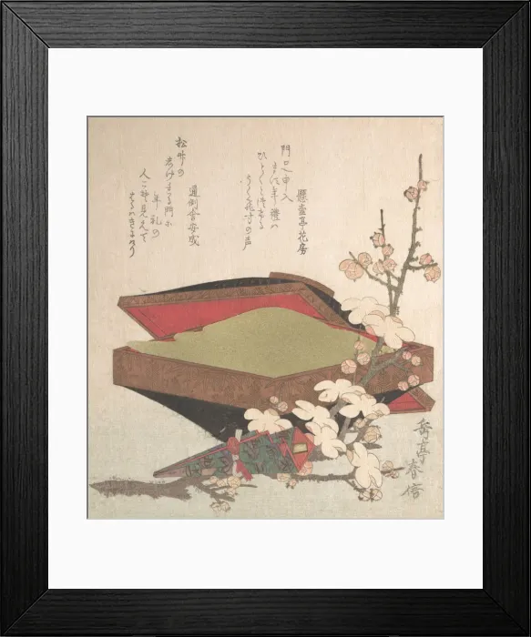 Framed Print : Plum Blossoms and Cake-Box, 1819. Creator: Gakutei Framed Print : Plum Blossoms and Cake-Box, 1819. Creator: Gakutei