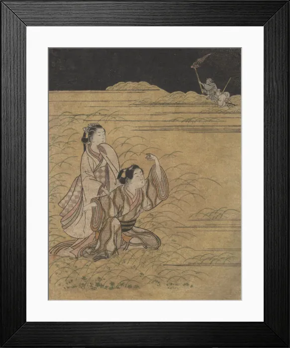 Framed Print : A Young Man and Woman in the Moor of Musashino; Parody of the Akuta River episode o Framed Print : A Young Man and Woman in the Moor of Musashino; Parody of the Akuta River episode o