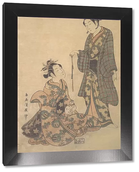 Woman Seated Holding a Cat, ca. 1755. Creator: Torii Kiyohiro