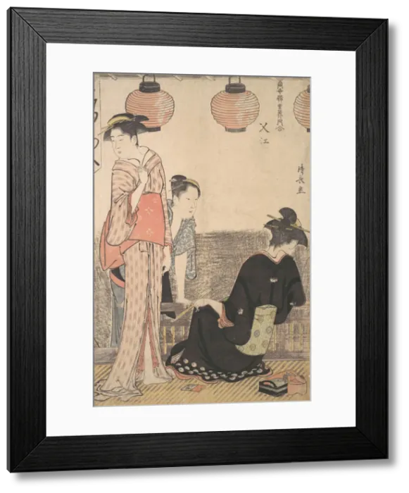 Framed Print : Scene in Nakasu, a District of Edo, 1783. Creator: Torii Kiyonaga Framed Print : Scene in Nakasu, a District of Edo, 1783. Creator: Torii Kiyonaga