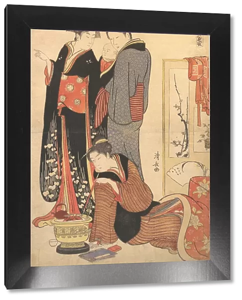 Two Women Standing, Holding a Child, ca. 1785. Creator: Torii Kiyonaga