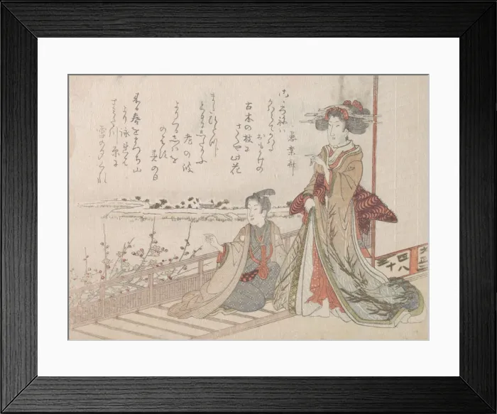 Framed Print : Woman and Youth on a Verandah, 1806. Creator: Unknown Framed Print : Woman and Youth on a Verandah, 1806. Creator: Unknown