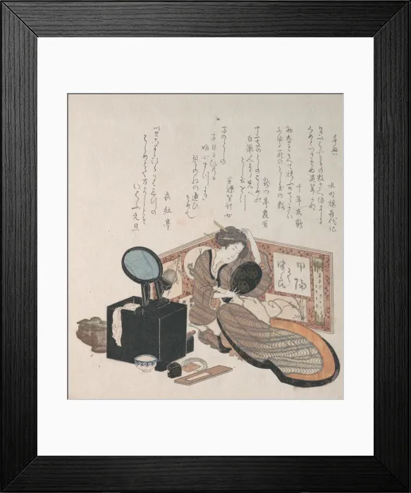 Framed Print : Woman Arranging Her Hair, 19th century. Creator: Unknown Framed Print : Woman Arranging Her Hair, 19th century. Creator: Unknown
