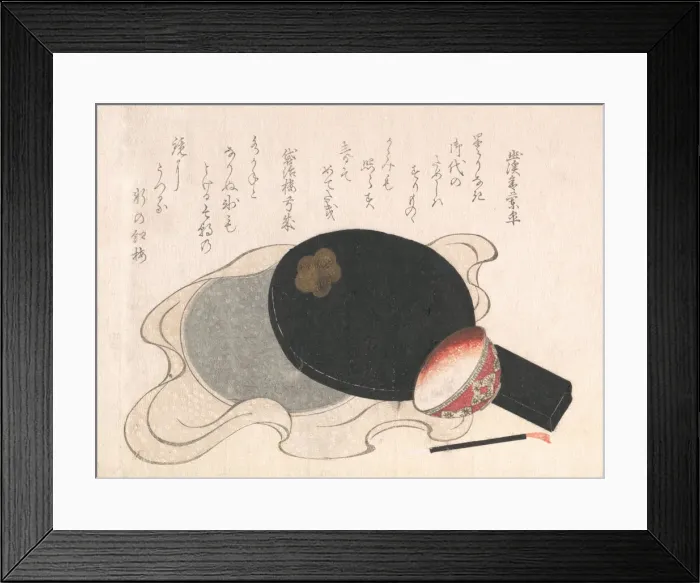 Framed Print : Mirror with Cover, Bowl and Brush for Rouge. Creator: Yukeisha Framed Print : Mirror with Cover, Bowl and Brush for Rouge. Creator: Yukeisha