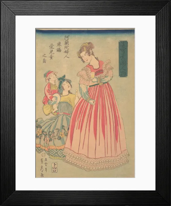 Framed Print : Dutch Woman and Child, 1860. Creator: Sadahide Utagawa Framed Print : Dutch Woman and Child, 1860. Creator: Sadahide Utagawa