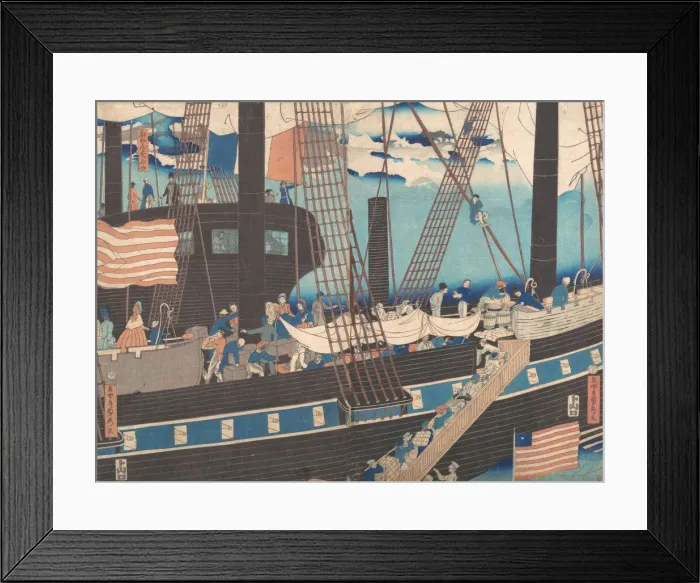 Framed Print : Yokohama Trade: Westerners Loading Cargo, 4th month, 1861 Framed Print : Yokohama Trade: Westerners Loading Cargo, 4th month, 1861