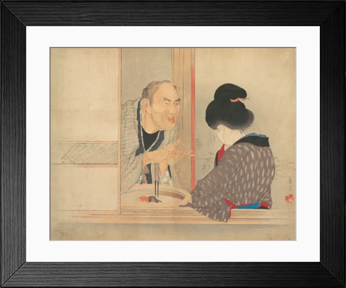 Framed Print : A Scolding (Ochiyo), illustration from Bugei Kurabu (Literary Club) Framed Print : A Scolding (Ochiyo), illustration from Bugei Kurabu (Literary Club)