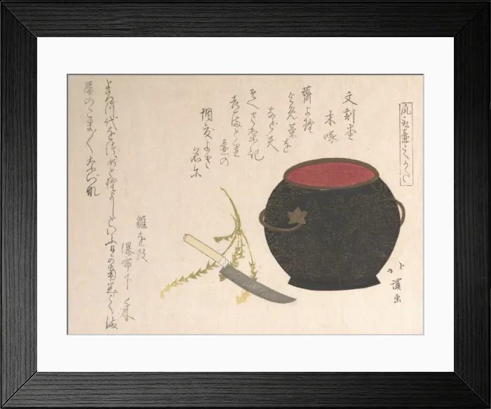 Framed Print : Vase and Kitchen Knife, 1816. Creator: Totoya Hokkei