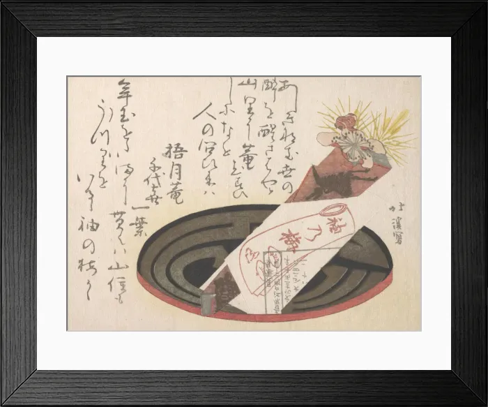Framed Print : Tray with Noshi Paper (Noshi Indicates a Present), 1816. Creator: Totoya Hokkei Framed Print : Tray with Noshi Paper (Noshi Indicates a Present), 1816. Creator: Totoya Hokkei