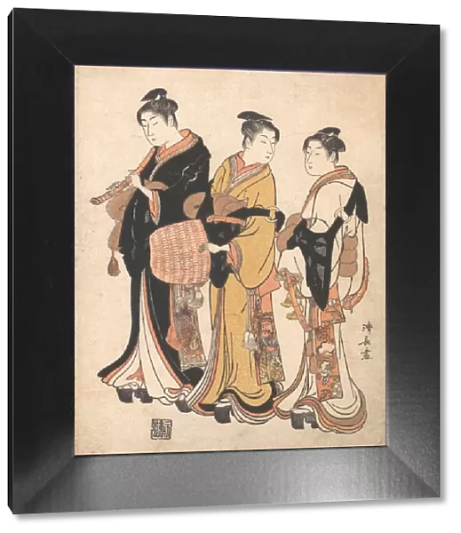 Three Young Women Masquerading as Komuso (Strolling Minstrel), ca. 1778