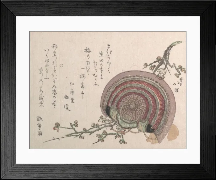 Framed Print : Helmet and Plum Blossoms. Creator: Totoya Hokkei Framed Print : Helmet and Plum Blossoms. Creator: Totoya Hokkei
