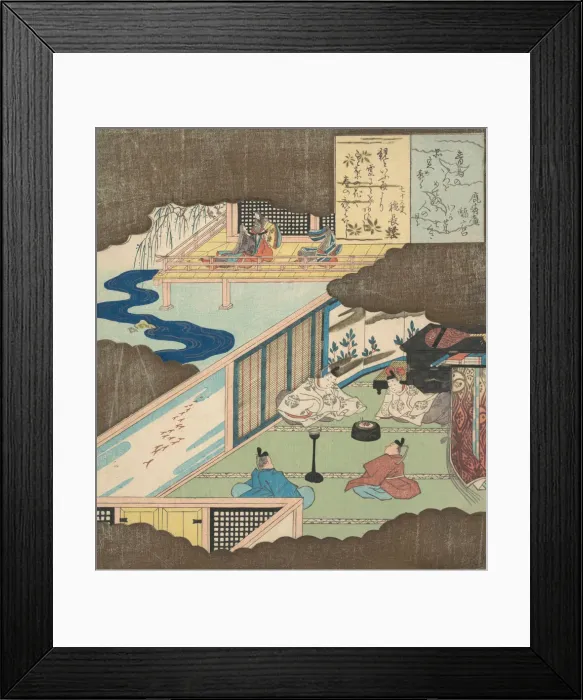 Framed Print : Interior of a Palace with Noblemen Conversing, ca. 1820. Creator: Totoya Hokkei Framed Print : Interior of a Palace with Noblemen Conversing, ca. 1820. Creator: Totoya Hokkei