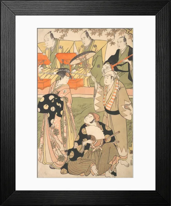 Framed Print : Theatrical Scene, with Musicians. Creator: Torii Kiyonaga Framed Print : Theatrical Scene, with Musicians. Creator: Torii Kiyonaga