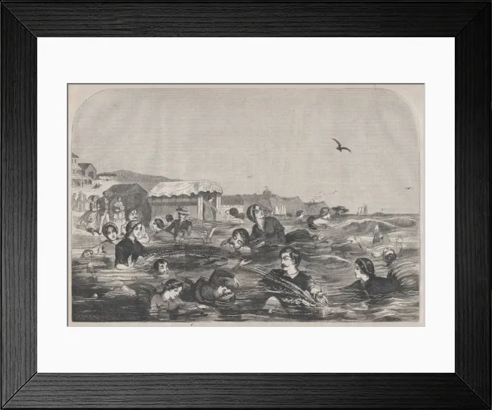 Framed Print : The Bathe at Newport (Harpers Weekly, Vol. II), September 4, 1858. Creator: Unknown Framed Print : The Bathe at Newport (Harpers Weekly, Vol. II), September 4, 1858. Creator: Unknown