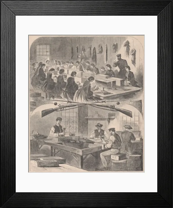 Framed Print : Filling Cartridges at the United States Arsenal, at Watertown, Massachusetts (Har Framed Print : Filling Cartridges at the United States Arsenal, at Watertown, Massachusetts (Har