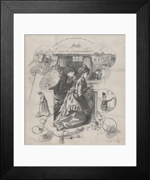 Framed Print : Tenth Commandment (Harpers Weekly, Vol. XIV), 1870. Creator: Unknown Framed Print : Tenth Commandment (Harpers Weekly, Vol. XIV), 1870. Creator: Unknown