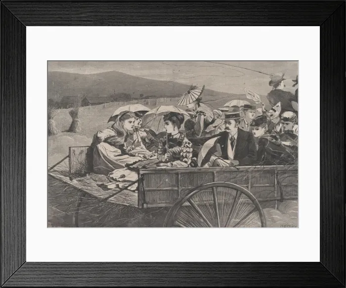 Framed Print : The Straw Ride (Harpers Bazar, Vol. II), September 25, 1869. Creator: Unknown Framed Print : The Straw Ride (Harpers Bazar, Vol. II), September 25, 1869. Creator: Unknown