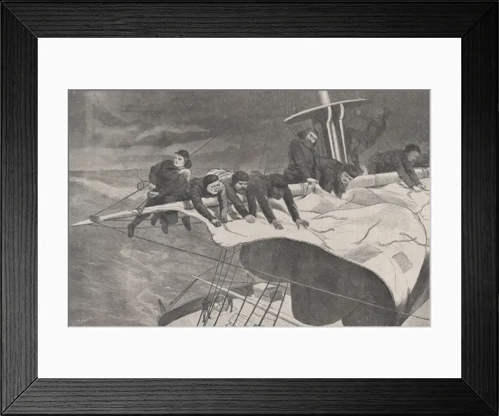 Framed Print : Winter at Sea - Taking in Sail off the Coast (Harpers Weekly, Vol Framed Print : Winter at Sea - Taking in Sail off the Coast (Harpers Weekly, Vol