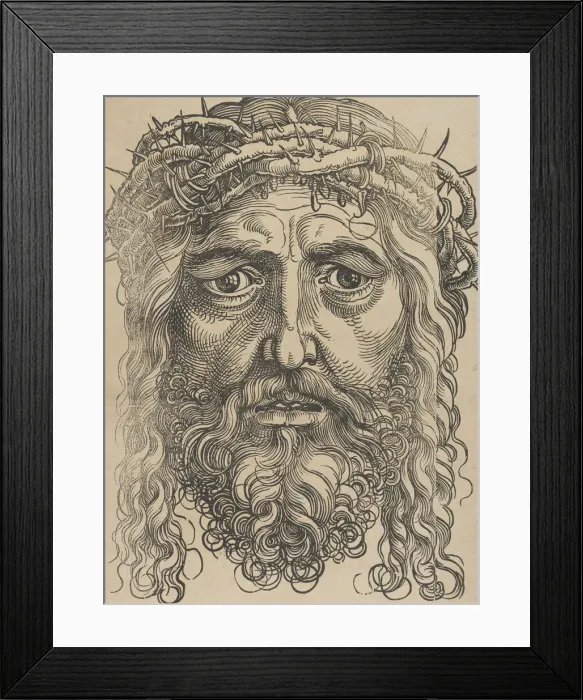 Framed Print : The Head of Christ Crowned with Thorns, ca. 1520. Creator: Sebald Beham Framed Print : The Head of Christ Crowned with Thorns, ca. 1520. Creator: Sebald Beham