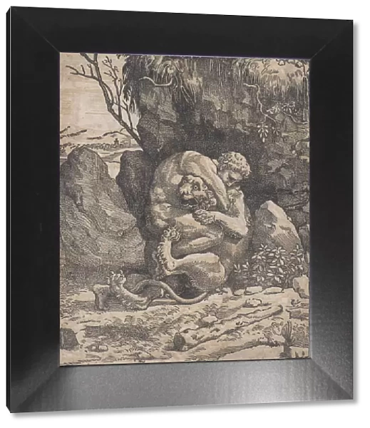 Hercules and the Nemean Lion, ca. 1517-18. Creator: Ugo da Carpi