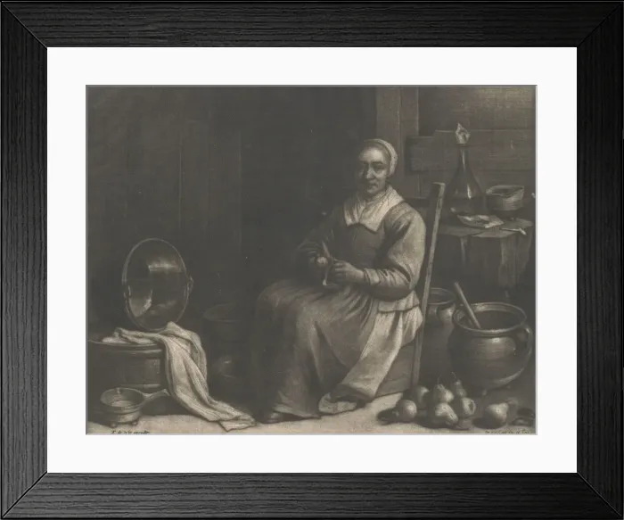 Framed Print : A Woman Peeling Pears, mid-17th century. Creator: Wallerant Vaillant Framed Print : A Woman Peeling Pears, mid-17th century. Creator: Wallerant Vaillant
