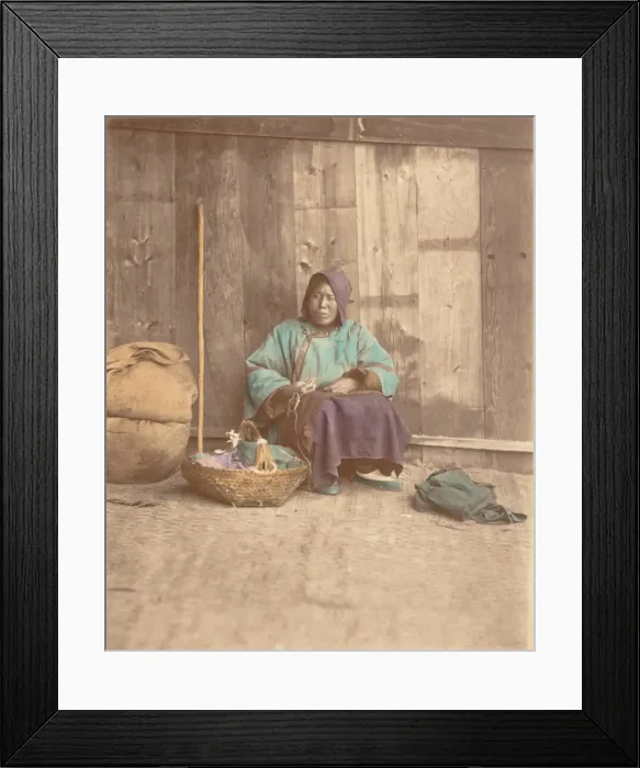 Framed Print : [Chinese Woman Sitting with Basket], 1870s. Creator: Baron Raimund von Stillfried