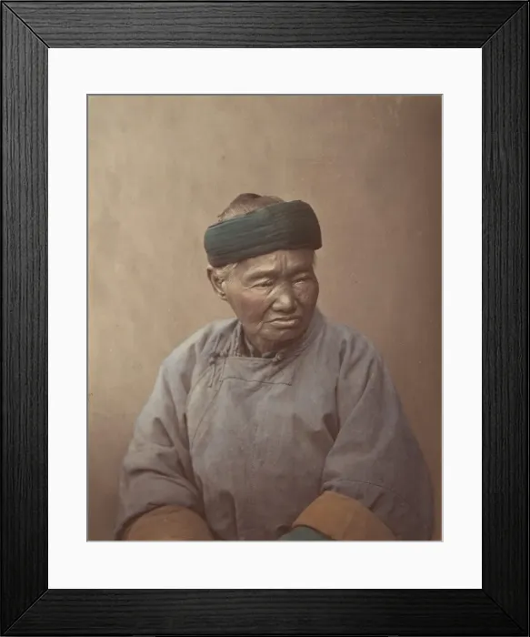 Framed Print : [Portrait of an Old Chinese Woman], 1870s. Creator: Baron Raimund von Stillfried