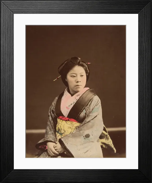 Framed Print : Shin, A Well-known Tea House Girl in Yokohama, 1870s. Creator: Unknown Framed Print : Shin, A Well-known Tea House Girl in Yokohama, 1870s. Creator: Unknown